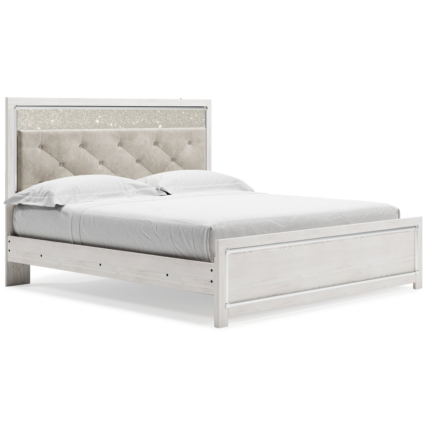 Cama Altyra con paneles, cómoda y espejo