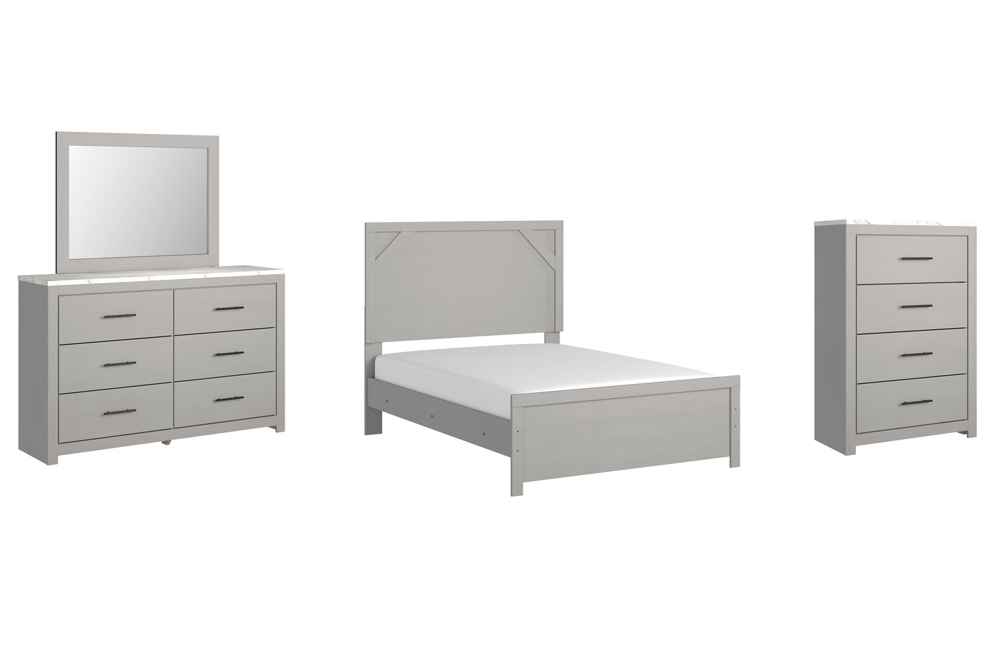 Cottonburg Panel Bed With Mirrored Dresser And Chest