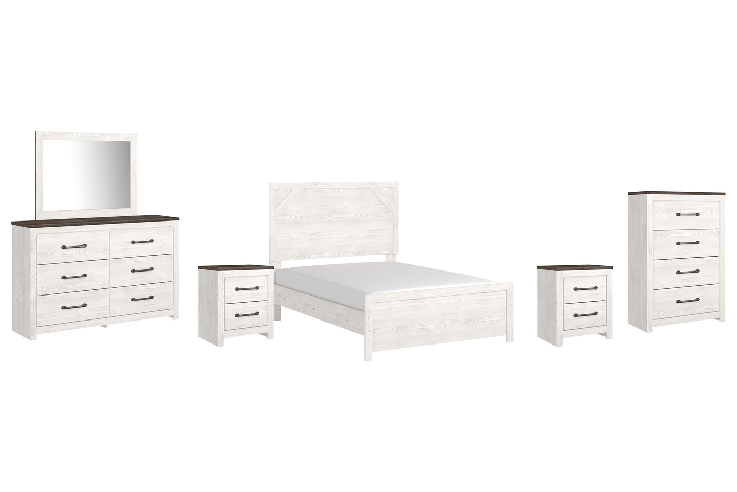 Gerridan Panel Bed With Mirrored Dresser, Chest And 2 Nightstands