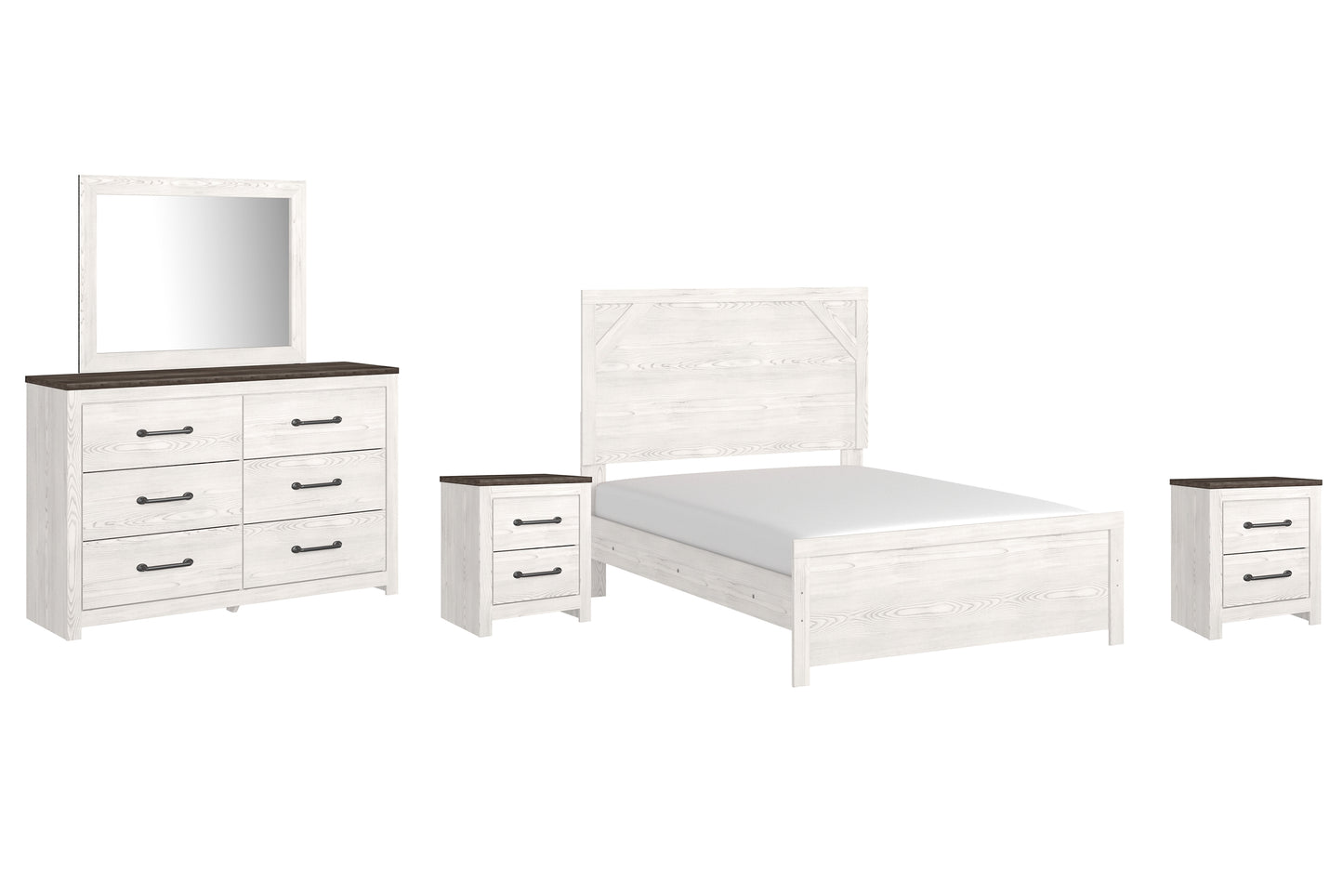 Gerridan Panel Bed With Mirrored Dresser And 2 Nightstands