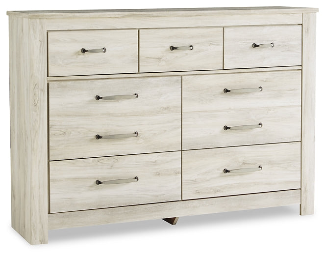 Cama de plataforma Bellaby con dos cajones de almacenamiento, tocador con espejo y mesita de noche