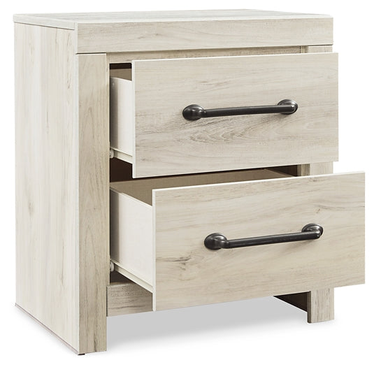 Cama Cambeck con dos cajones, cómoda con espejo y mesita de noche