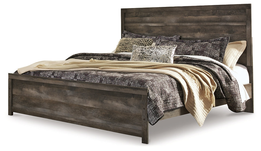 Cama con paneles Wynnlow, tocador con espejo y mesita de noche