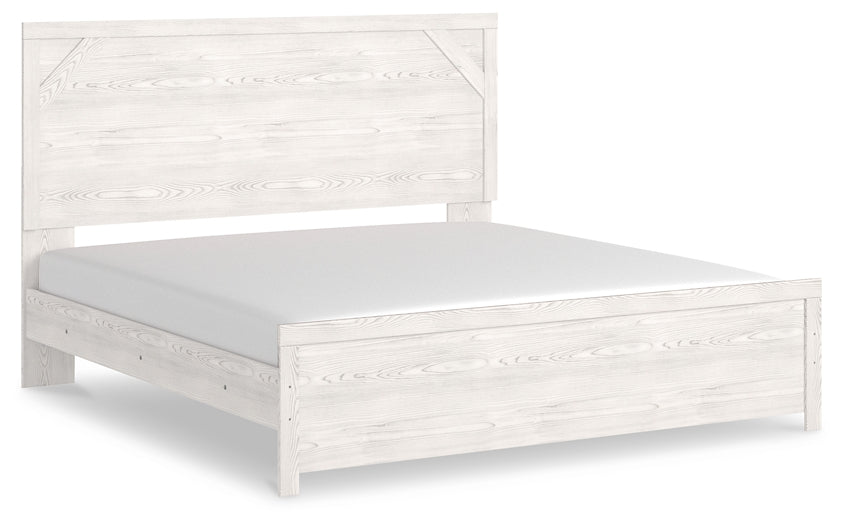 Cama Gerridan con paneles, cómoda con espejo y mesita de noche