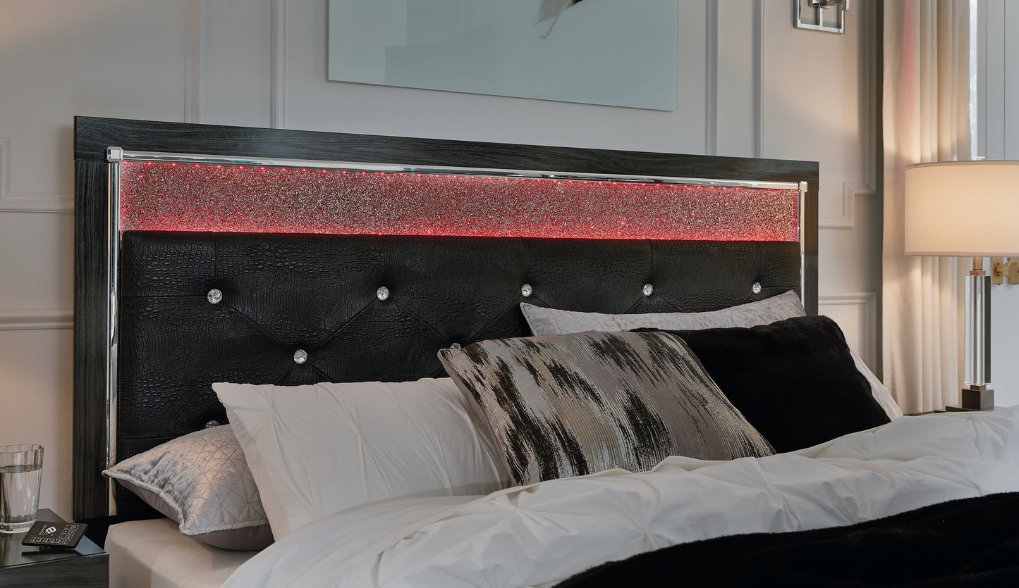Cama con plataforma de almacenamiento y paneles tapizados Kaydell