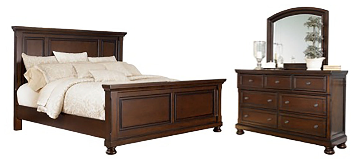 Cama Porter con paneles y tocador con espejo