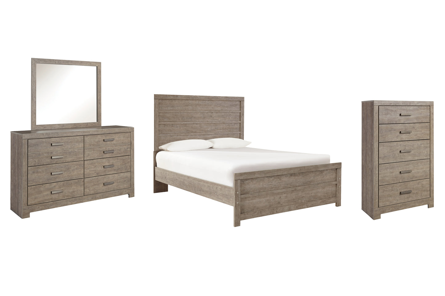 Culverbach Panel Bed With Mirrored Dresser And Chest