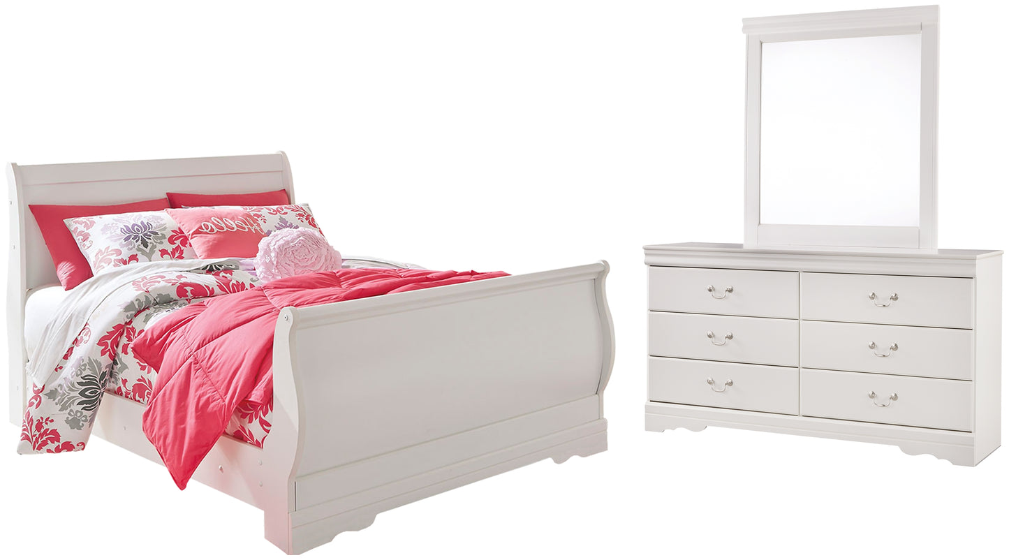 Anarasia Sleigh Bed With Mirrored Dresser