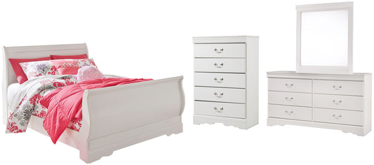Anarasia Sleigh Bed With Mirrored Dresser And Chest