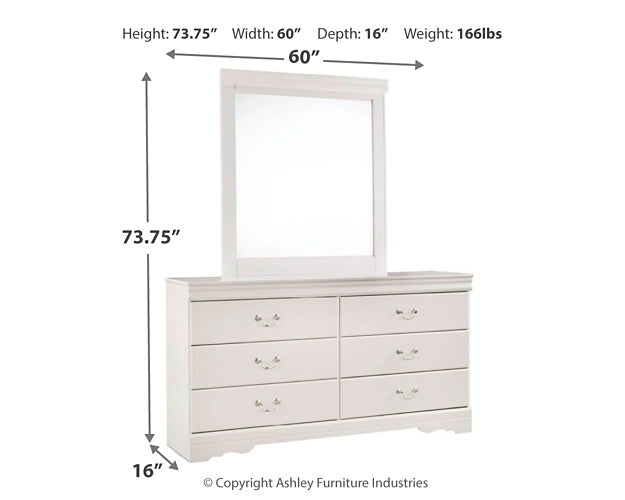 Anarasia Sleigh Headboard With Mirrored Dresser