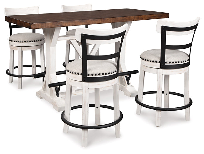 Mesa de comedor de altura de mostrador Valebeck y 4 taburetes