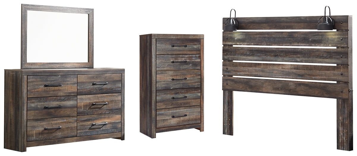 Cabecero de cama Cambeck con tocador y cómoda con espejo