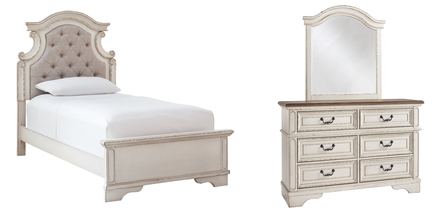 Realyn Panel Bed With Mirrored Dresser