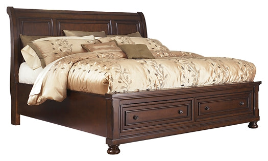 Cama tipo trineo Porter California con tocador y cómoda con espejo