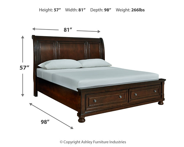Cama tipo trineo Porter con tocador con espejo
