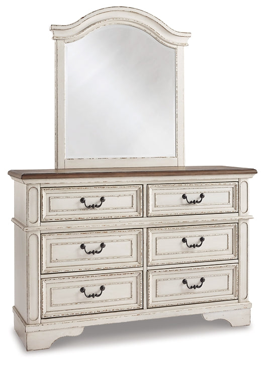 Realyn Panel Bed With Mirrored Dresser And Chest
