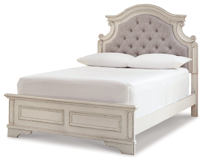 Realyn Panel Bed With Mirrored Dresser And Chest