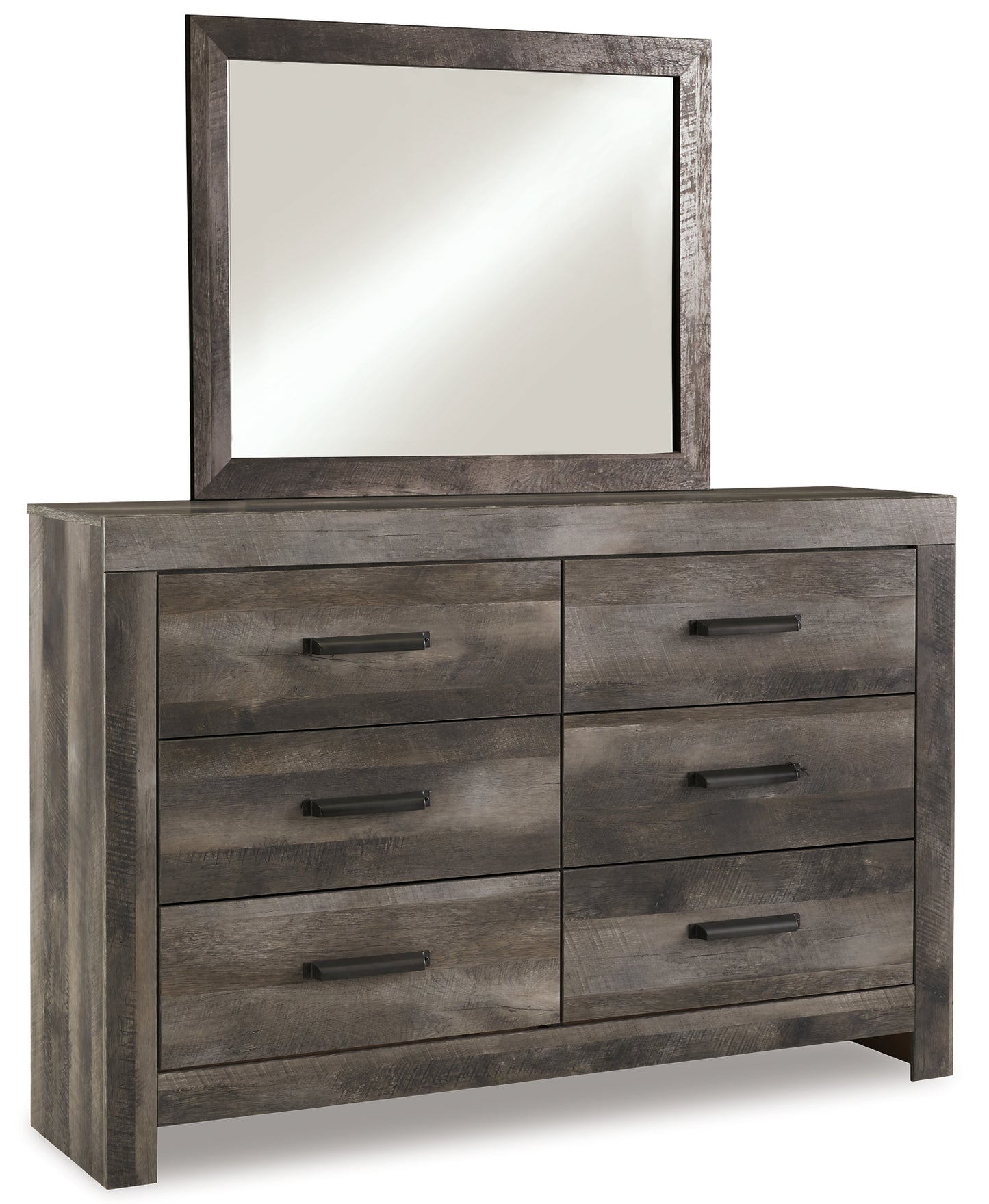 Cama Wynnlow Crossbuck con paneles, cómoda y espejo
