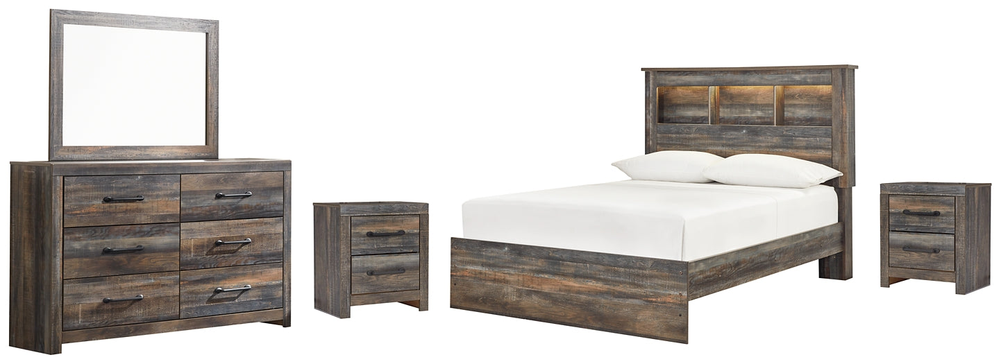 Drystan Bookcase Bed With Mirrored Dresser And 2 Nightstands