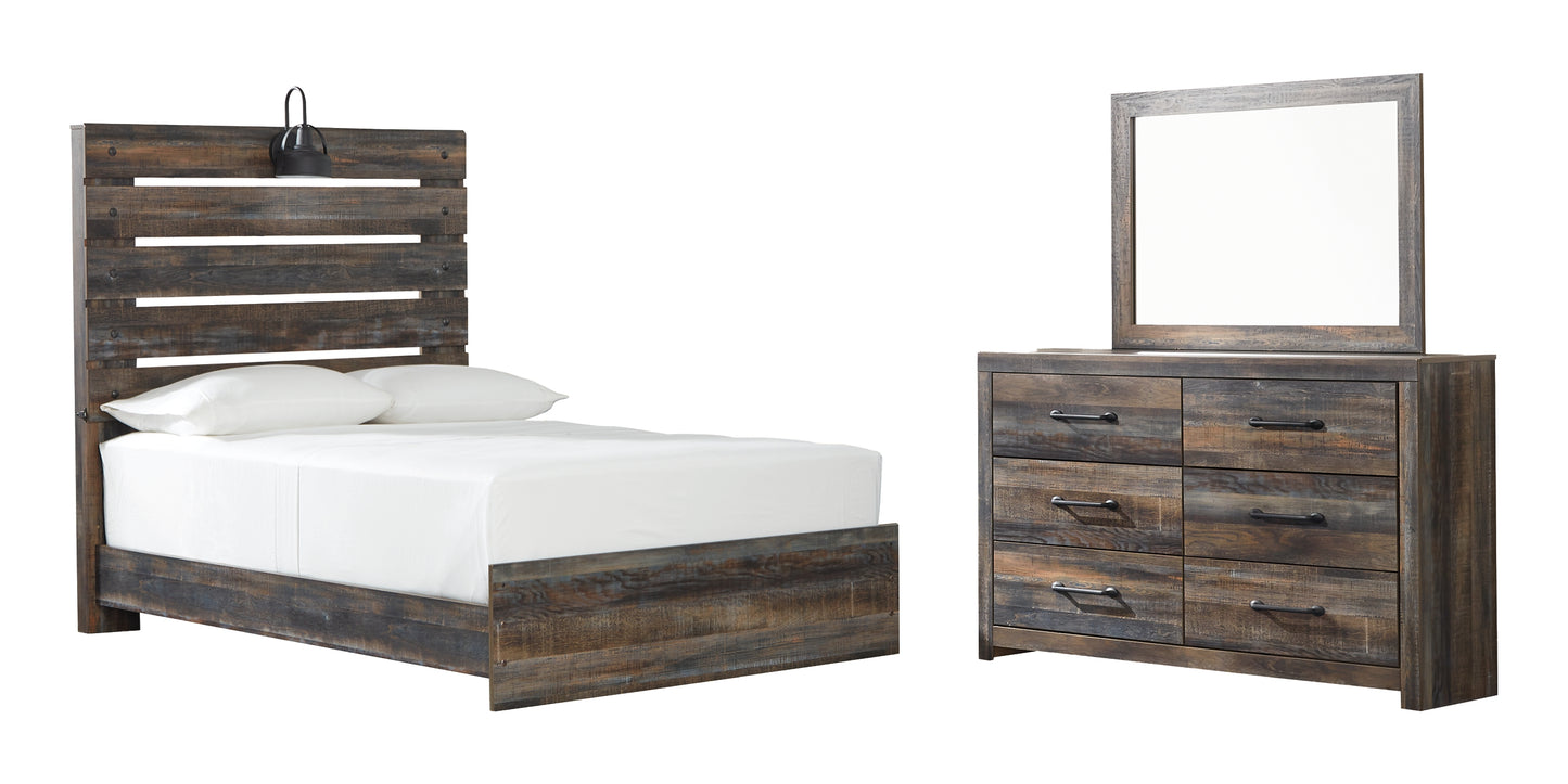 Drystan Panel Bed With Mirrored Dresser