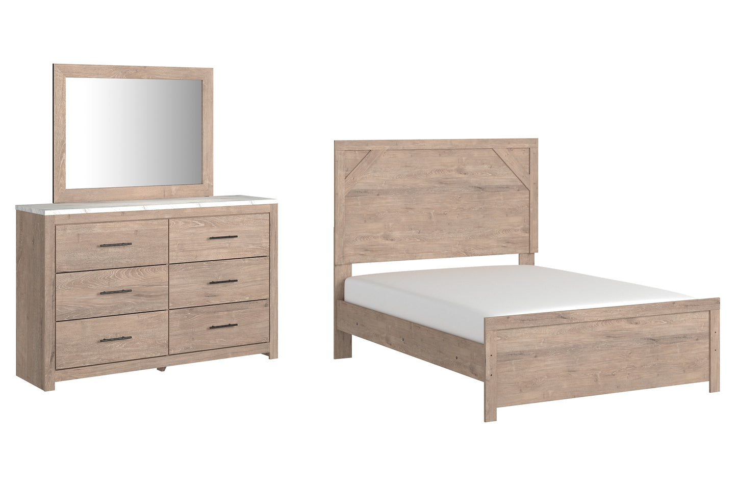 Senniberg Panel Bed With Mirrored Dresser