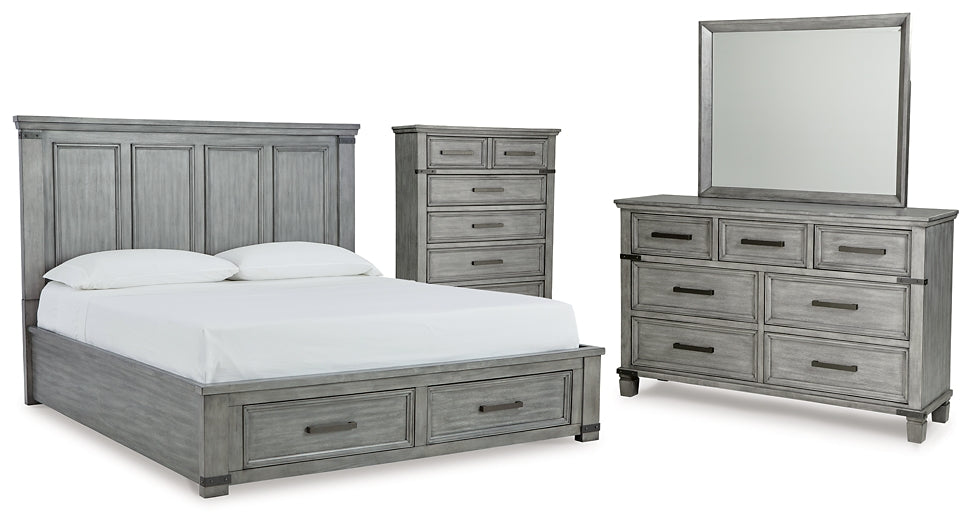 Cama con almacenaje Russelyn, cómoda con espejo y arcón