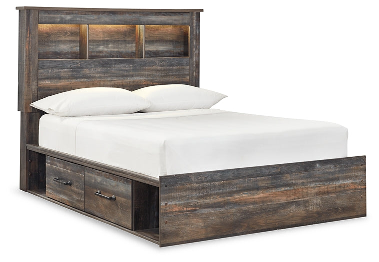 Drystan Bookcase Bed With 4 Storage Drawers With Mirrored Dresser, Chest And Nightstand