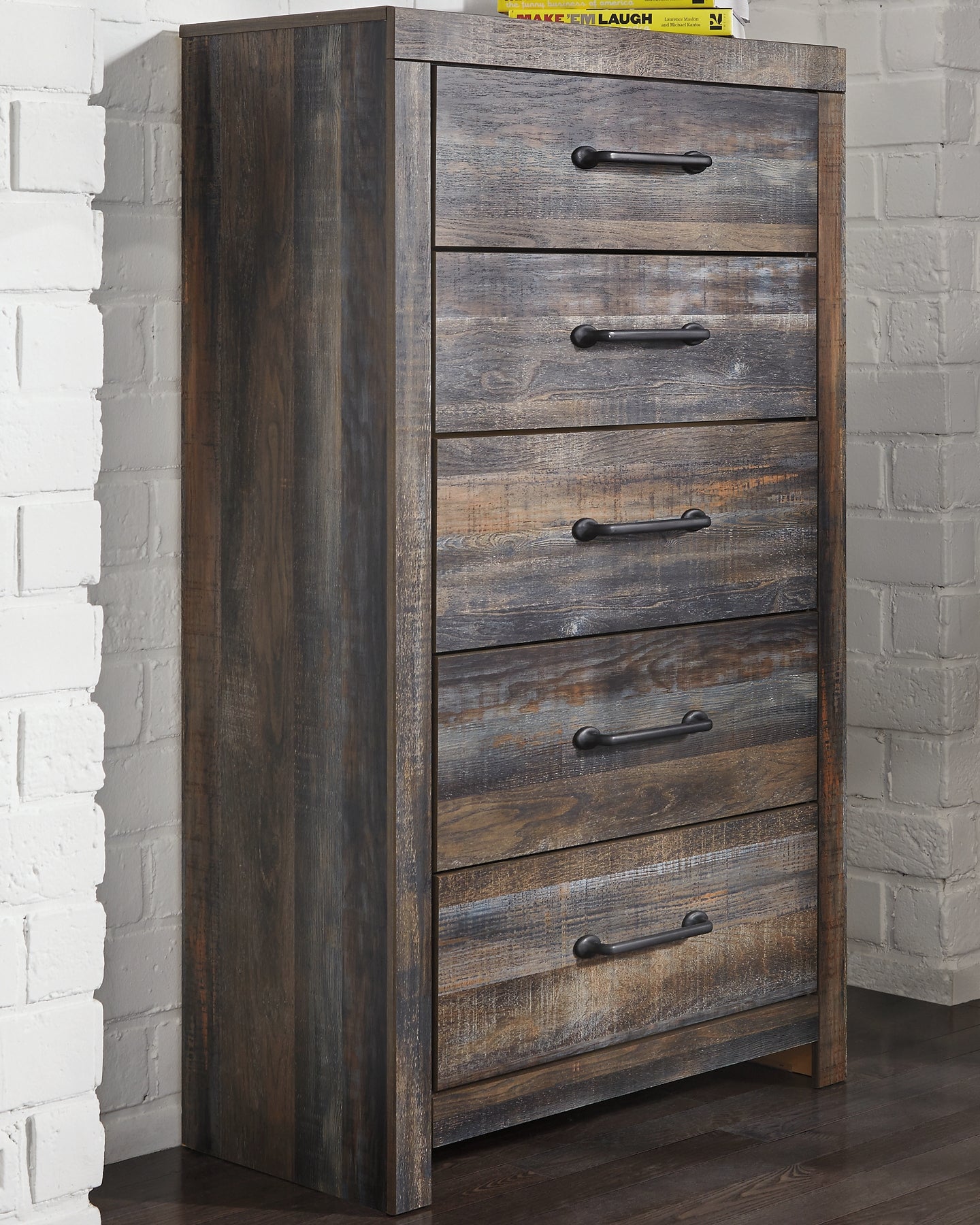 Drystan Bookcase Bed With 4 Storage Drawers With Mirrored Dresser, Chest And Nightstand