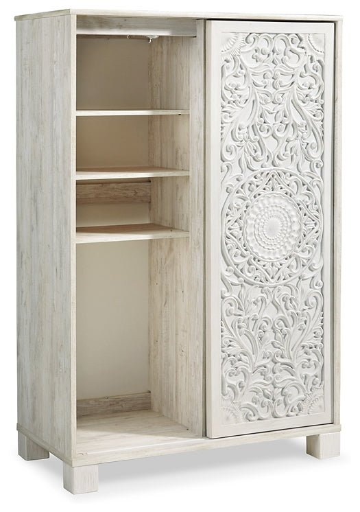 Cama Paxberry con paneles, cómoda y espejo