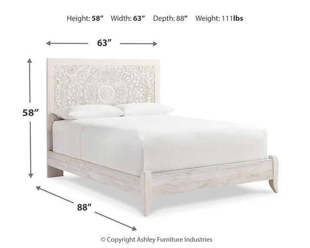 Cama Paxberry con paneles y tocador con espejo