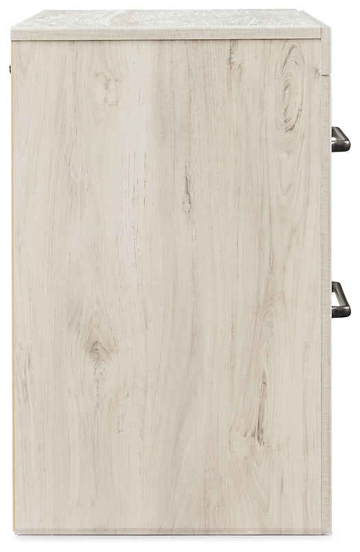 Cama Cambeck con dos cajones, cómoda con espejo y mesita de noche