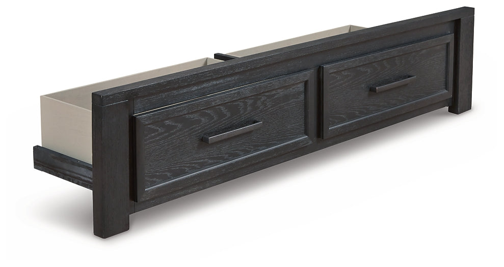 Cama Foyland con almacenamiento, tocador con espejo y cómoda