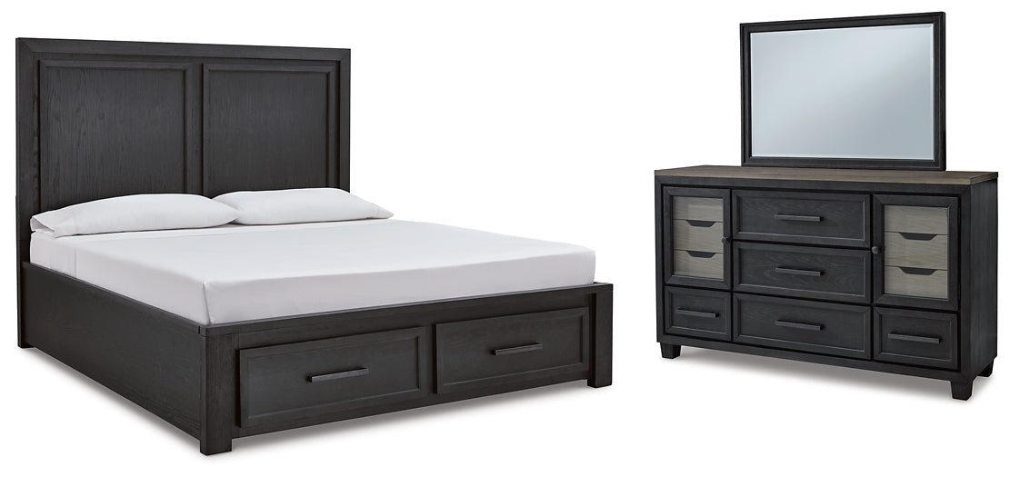 Cama Foyland con almacenamiento y tocador con espejo