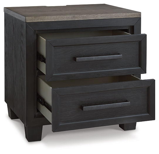 Cama Foyland con almacenamiento, tocador con espejo, cómoda y mesita de noche