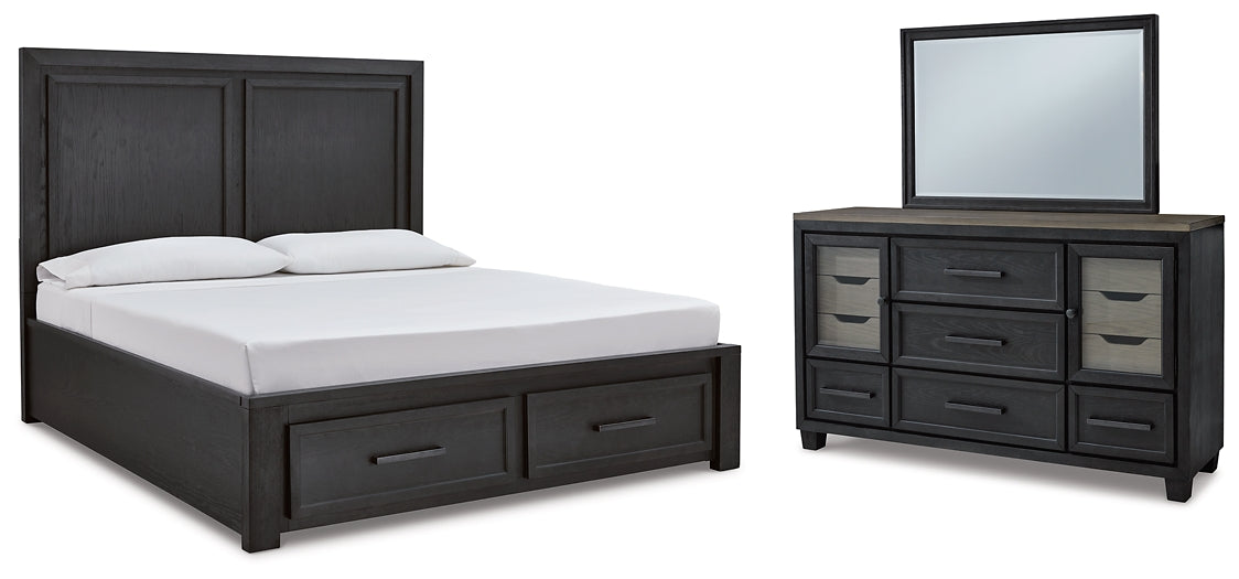 Cama con almacenamiento y tocador con espejo Foyland California