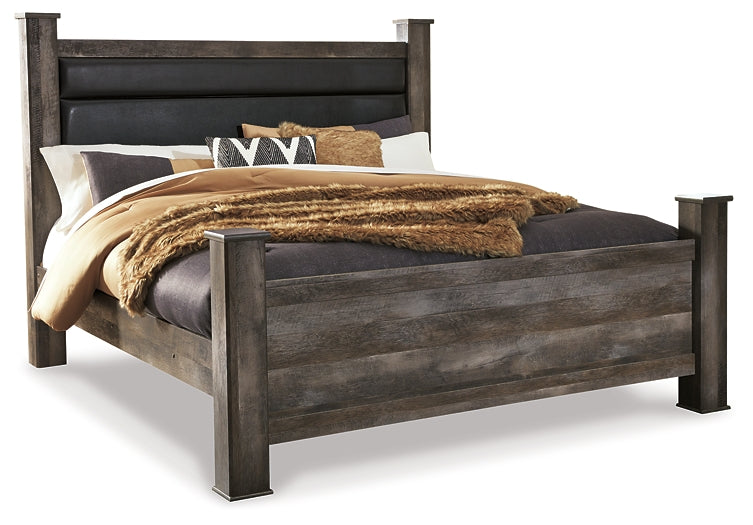 Cama con dosel Wynnlow con tocador con espejo, cómoda y mesita de noche