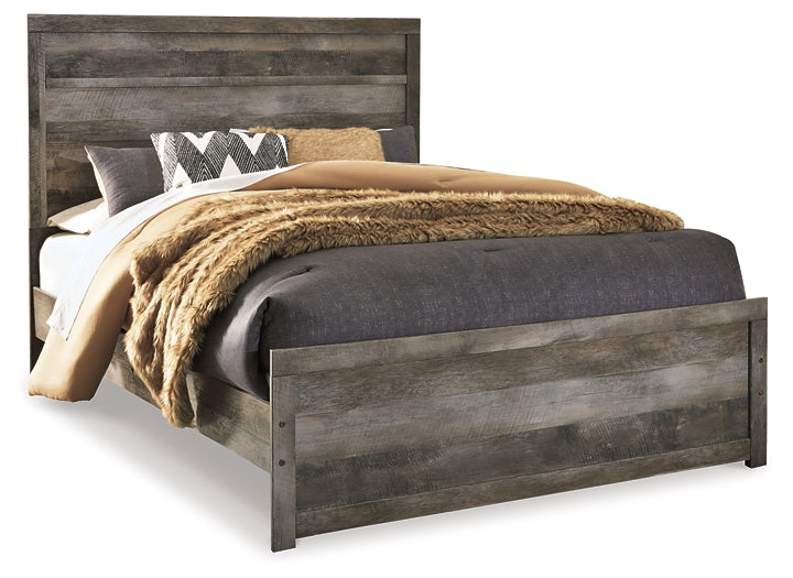 Cama con paneles Wynnlow, tocador con espejo y mesita de noche