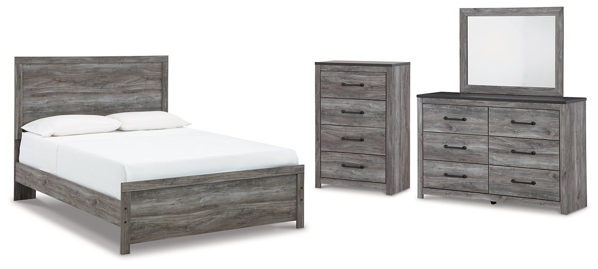 Cama Bronyan con paneles, cómoda y espejo