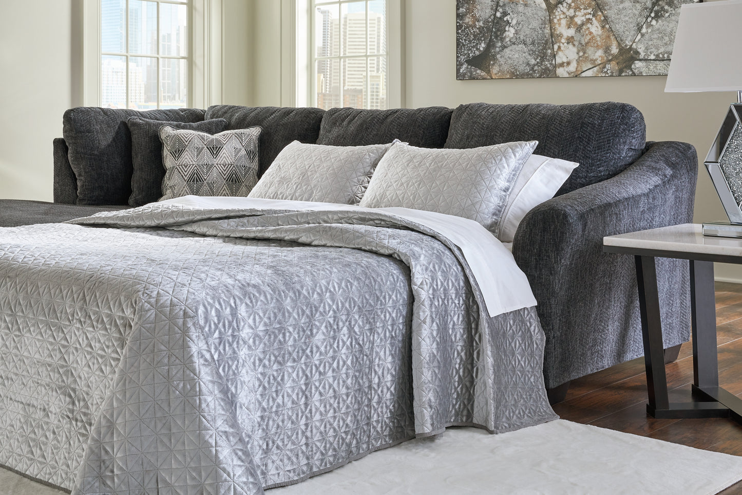 Sofá cama seccional de dos piezas Biddeford con chaise longue