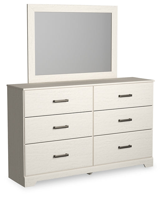 Stelsie Panel Bed With Mirrored Dresser