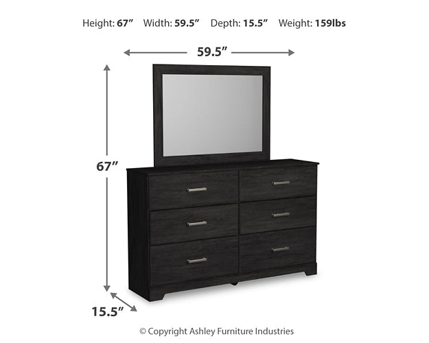 Belachime Panel Bed With Mirrored Dresser