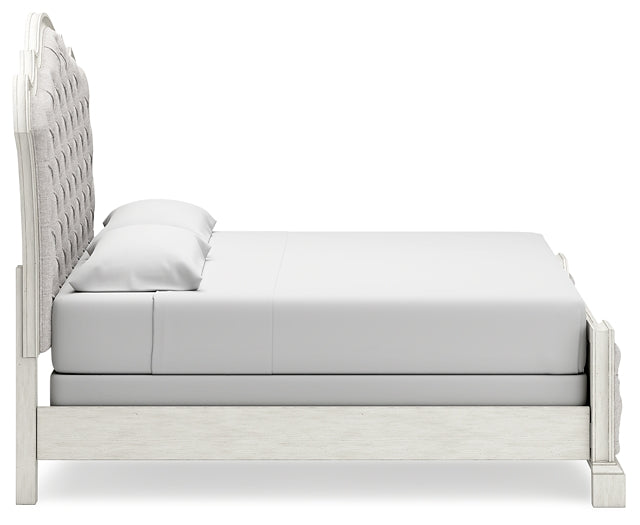 Cama tapizada Arlendyne California con tocador con espejo