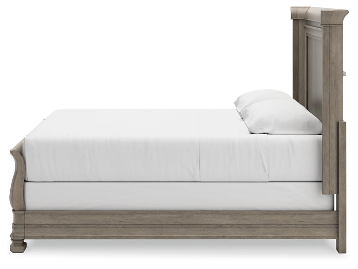 Cama tipo trineo Lexorne con tocador con espejo