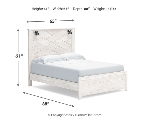 Cama con paneles Gerridan y tocador con espejo