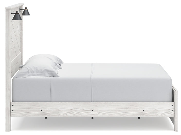 Cama con paneles Gerridan y tocador con espejo