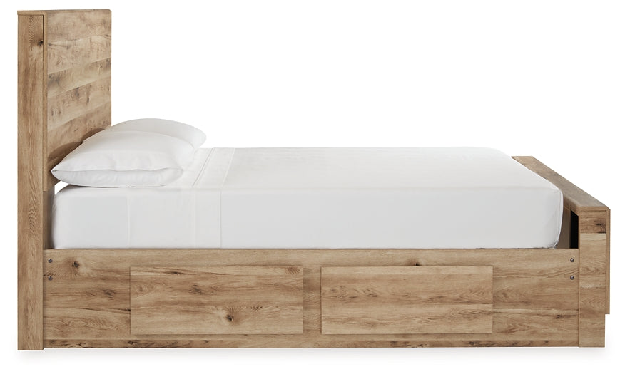 Cama Hyanna con paneles y espacio de almacenamiento y tocador con espejo