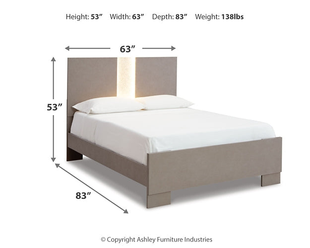 Surancha Panel Bed With Mirrored Dresser