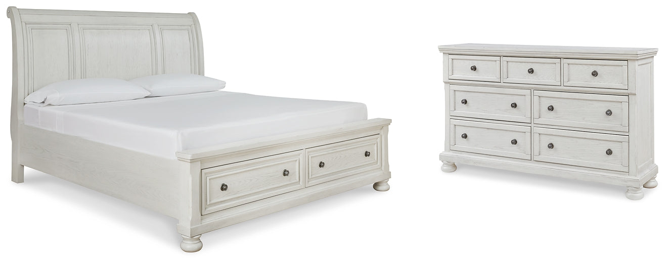 Cama estilo trineo Robbinsdale California con espacio de almacenamiento y tocador con espejo