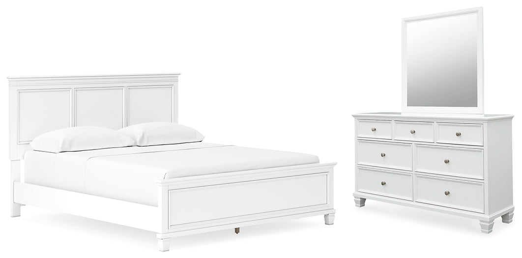 Cama Fortman California con paneles y tocador con espejo