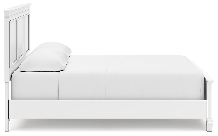 Cama Fortman California con paneles y tocador con espejo